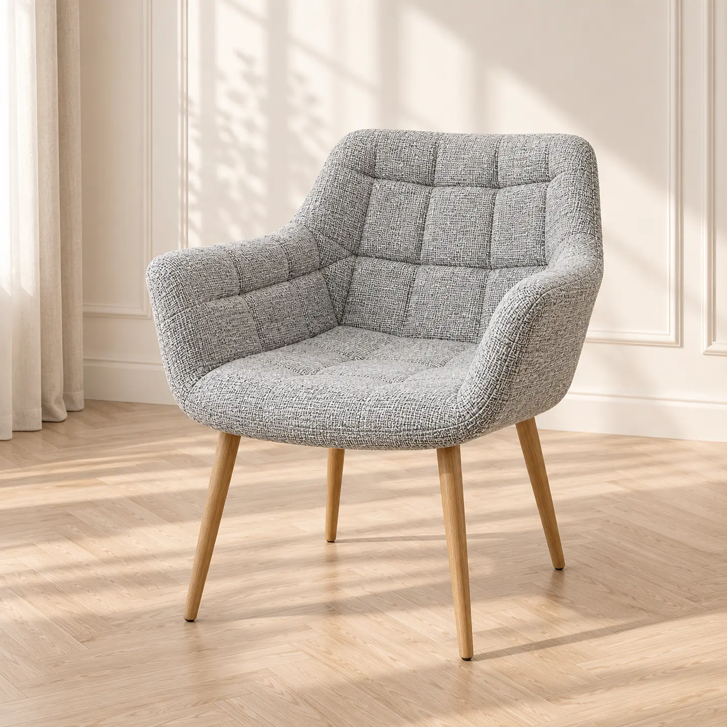 Sitial Butaca Arpillera Gris wood-Living comedor recepcion 1