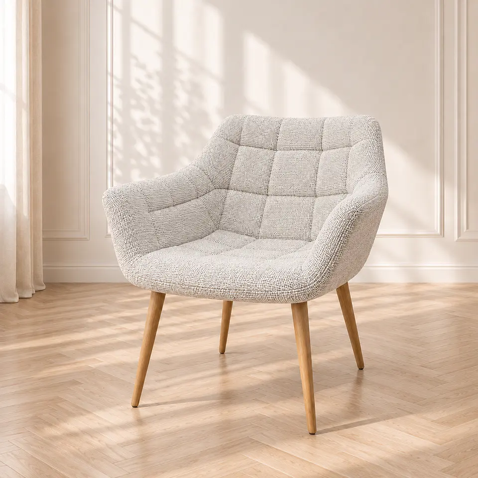Sitial Butaca Arpillera Beige Wood -Living comedor recepcion 1