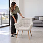 Sitial Butaca Arpillera Beige Wood -Living comedor recepcion - Miniatura 3