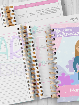 Plantilla Imprimible Planner  Educadora Diferencial 2026