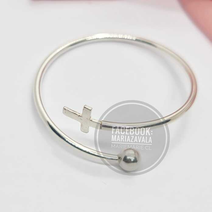 Brazalete Herraje Cruz Balín Oro Laminado 18k