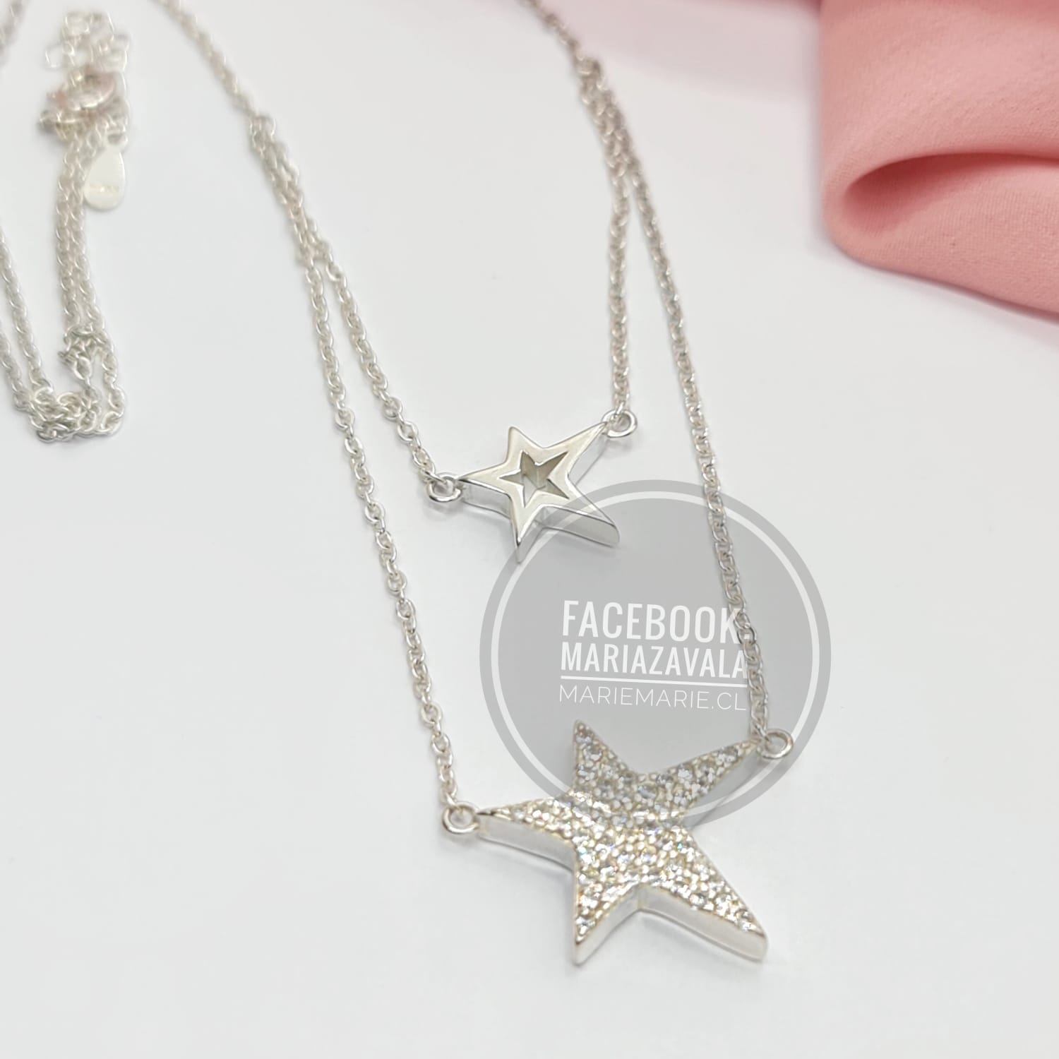 Collar Doble Estrellas Microcircones