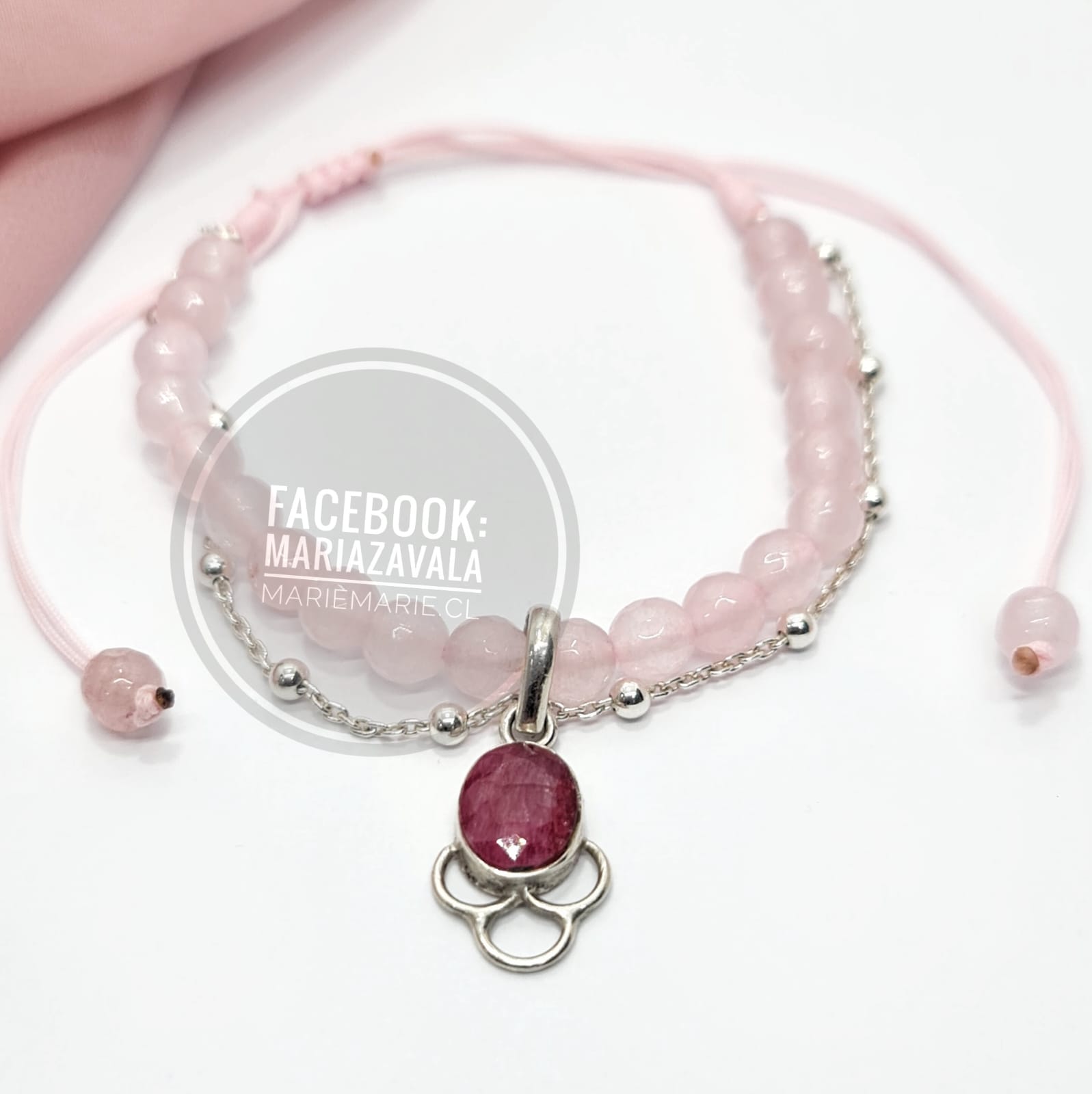 PULSERA AJUSTABLE MIYUKI AMATISTA Y CUARZO ROSA (3 MM)