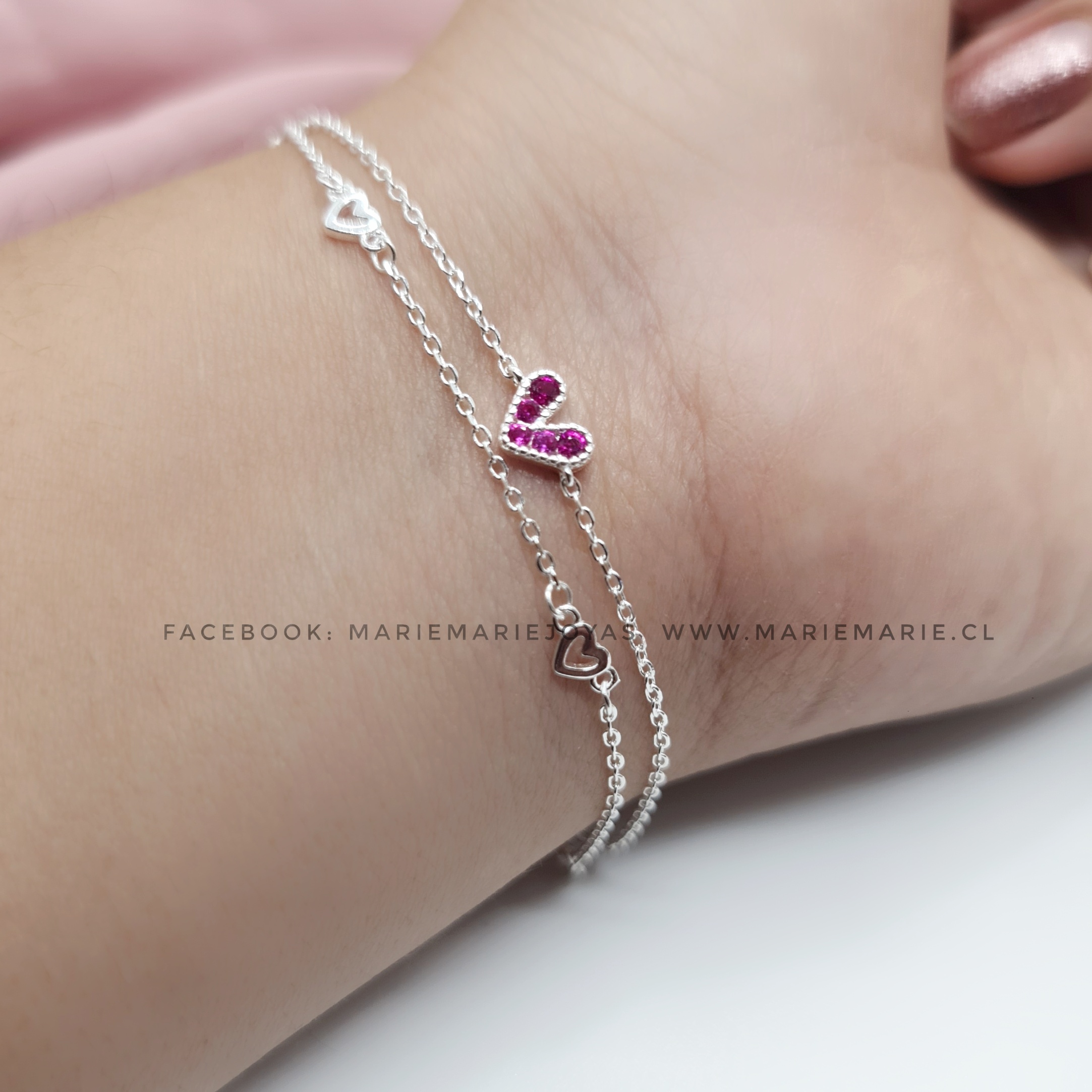 Pulsera Corazon Fucsia