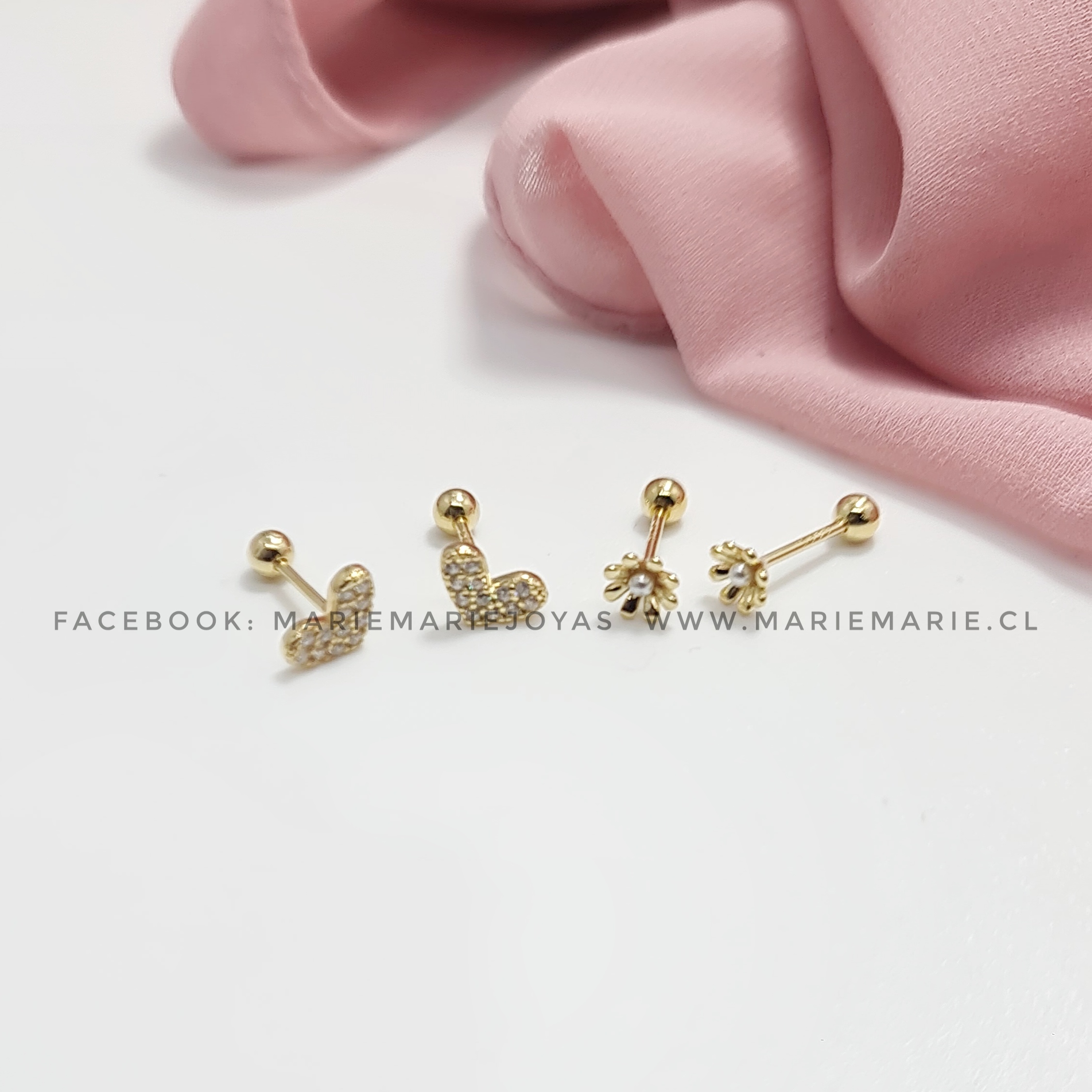 Set Aritos Corazon y Flor