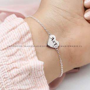 Pulsera Corazón Iniciales 