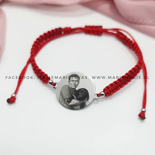 Pulsera Negra Medalla Fotodibujo 