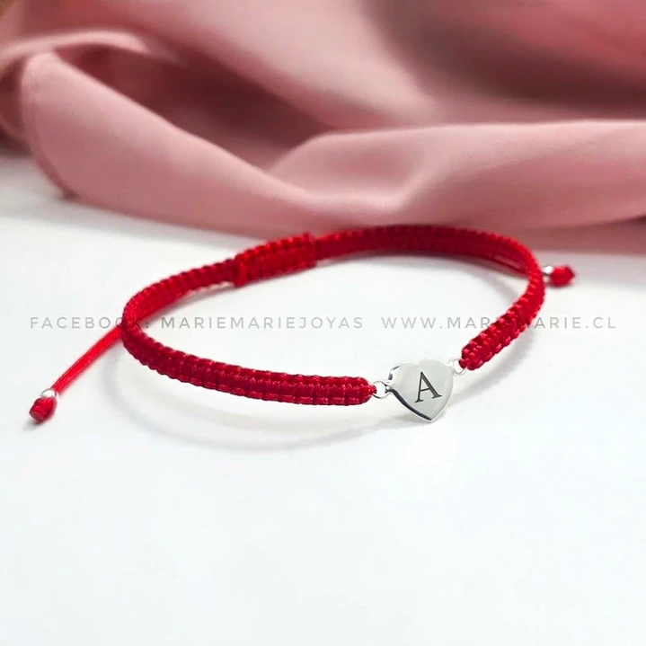 Pulsera Roja Corazón Inicial 1