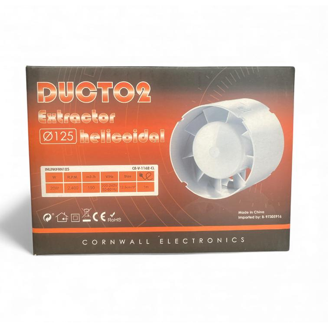 Extractor en Línea 125 (190 m³/h) Cornwall Electronics indoor 3