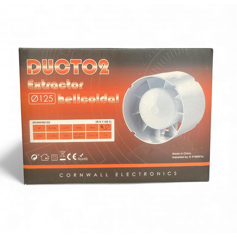 Extractor en Línea 125 (190 m³/h) Cornwall Electronics indoor 3