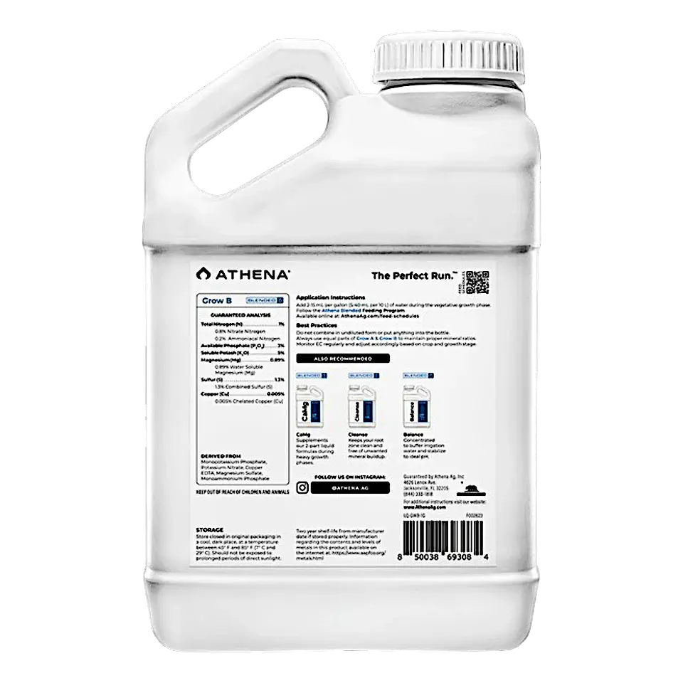Fertilizantes Athena Grow A+B 1 Galón (3.78L) 5