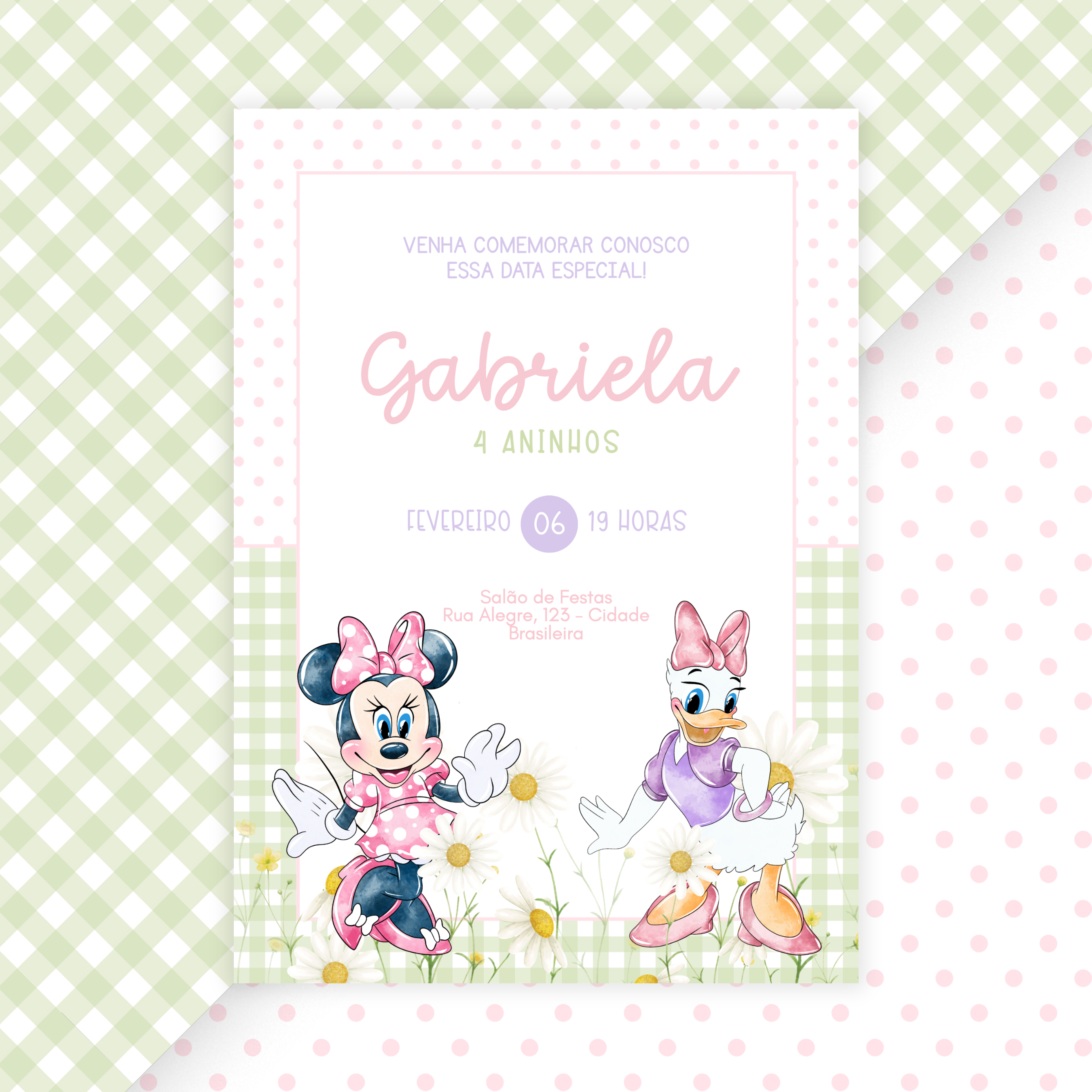 Convite Digital Estático Minnie e Margarida 1