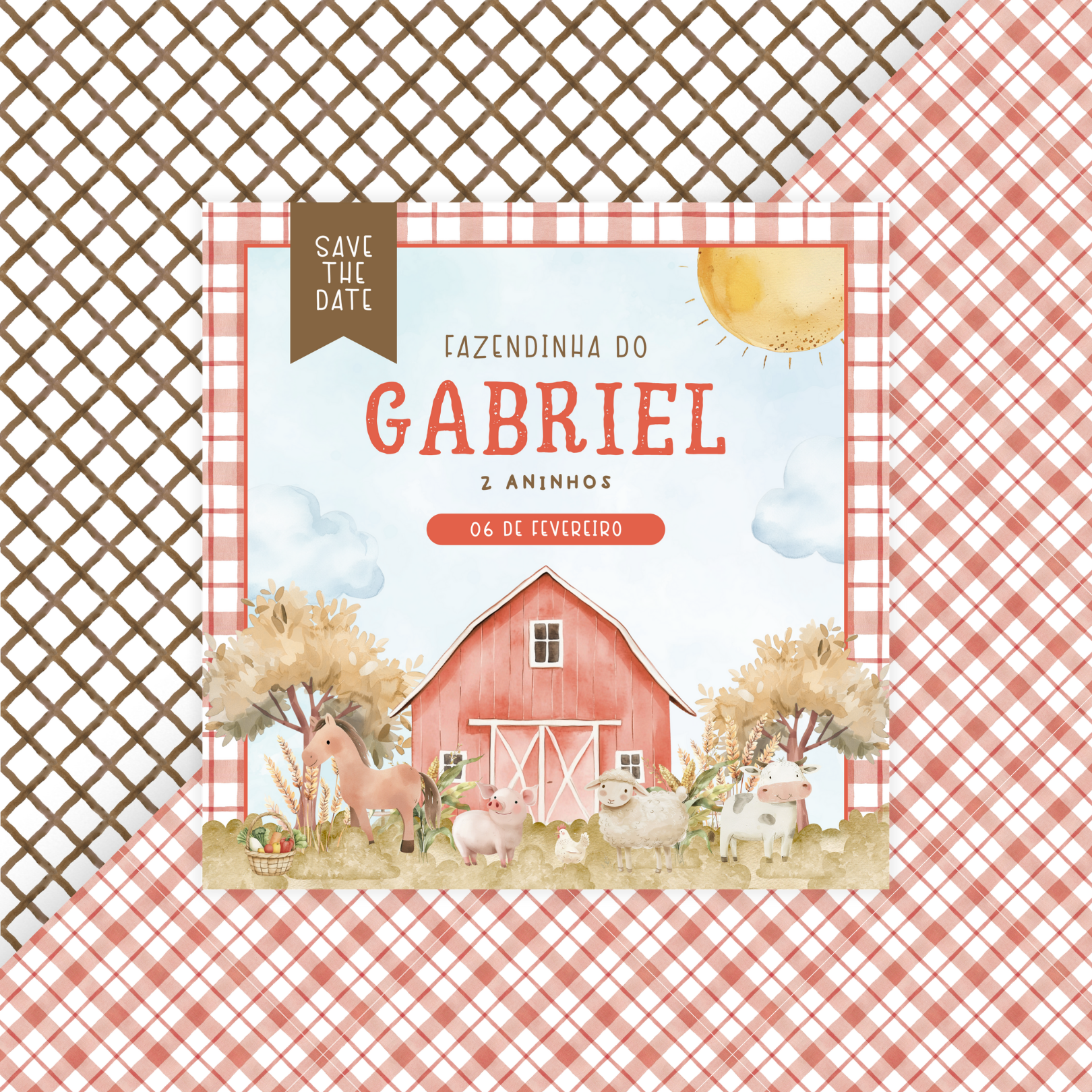 Save the Date Digital Estático Fazendinha Menino 1