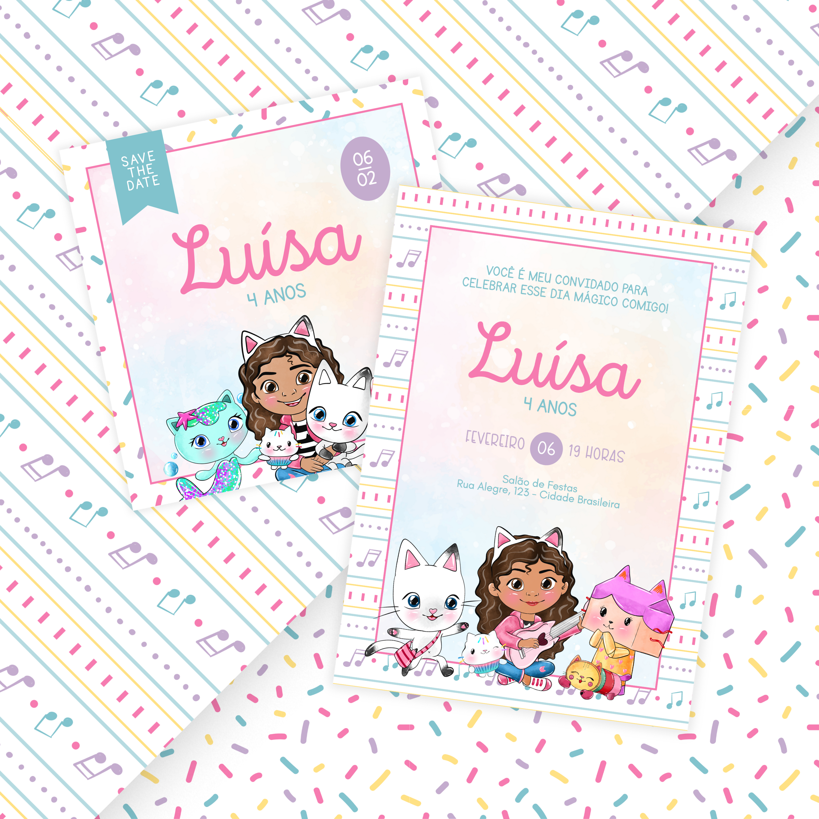 Combo: Save the Date + Convite Digital Estático Casa Mágica da Gabby 1