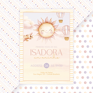 Convite Digital Estático 1° Volta ao Sol Menina