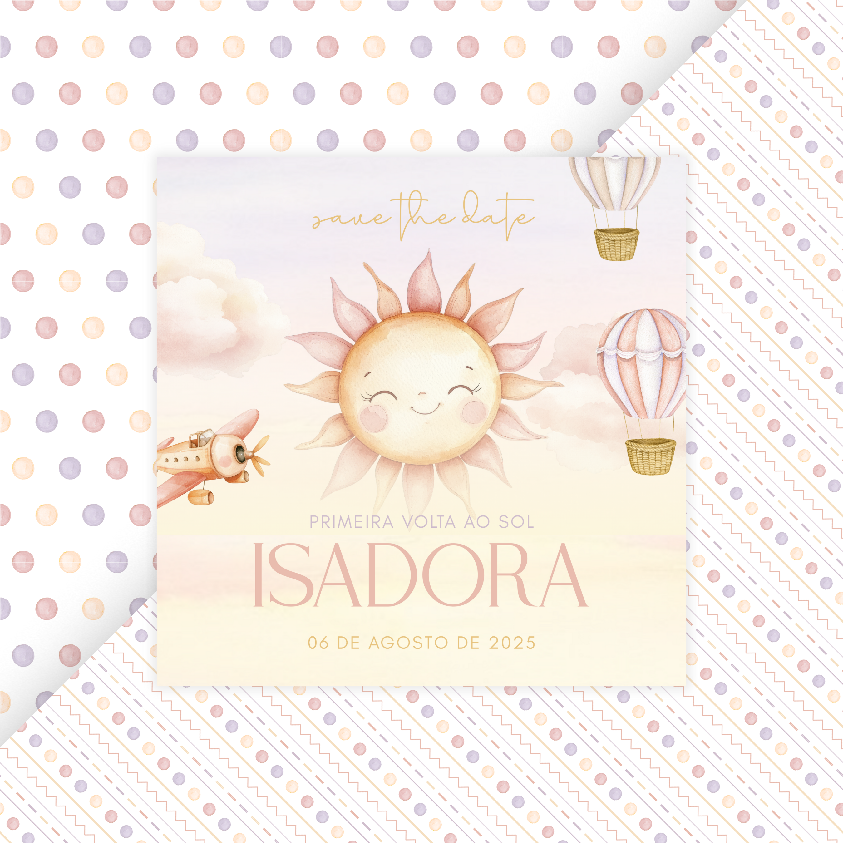 Save the Date Digital Estático 1° Volta ao Sol Menina 1