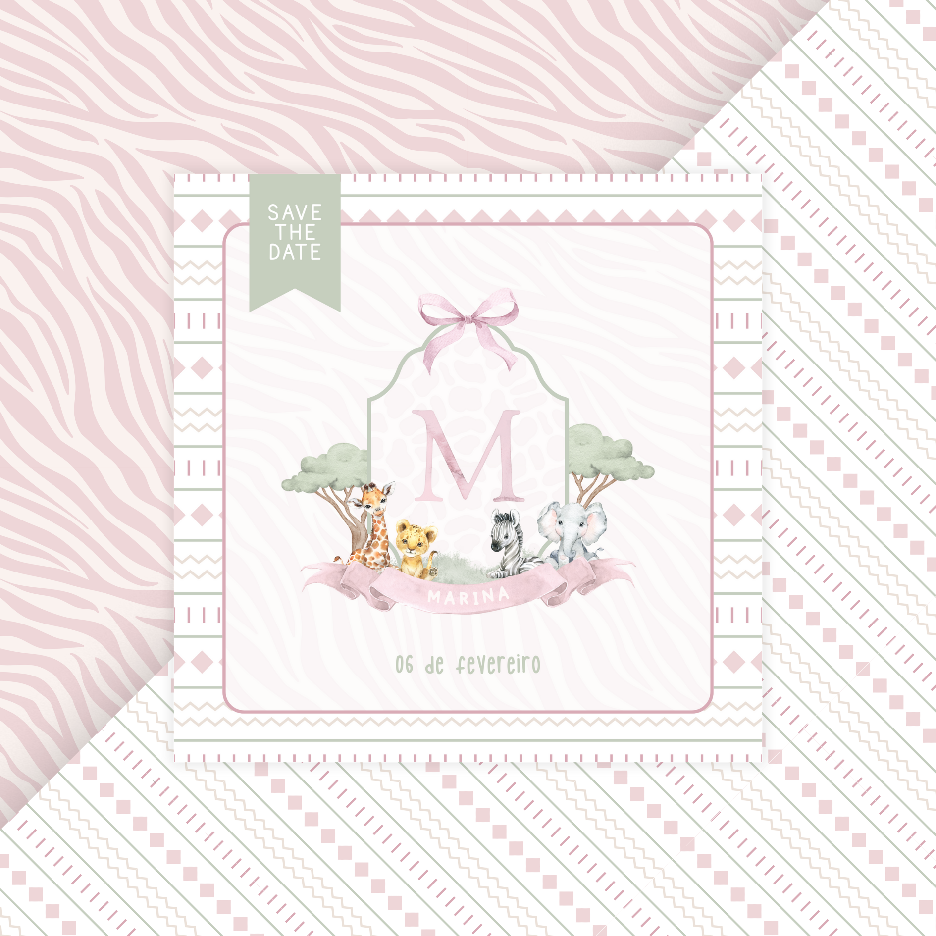 Save the Date Digital Estático Safari Menina 1