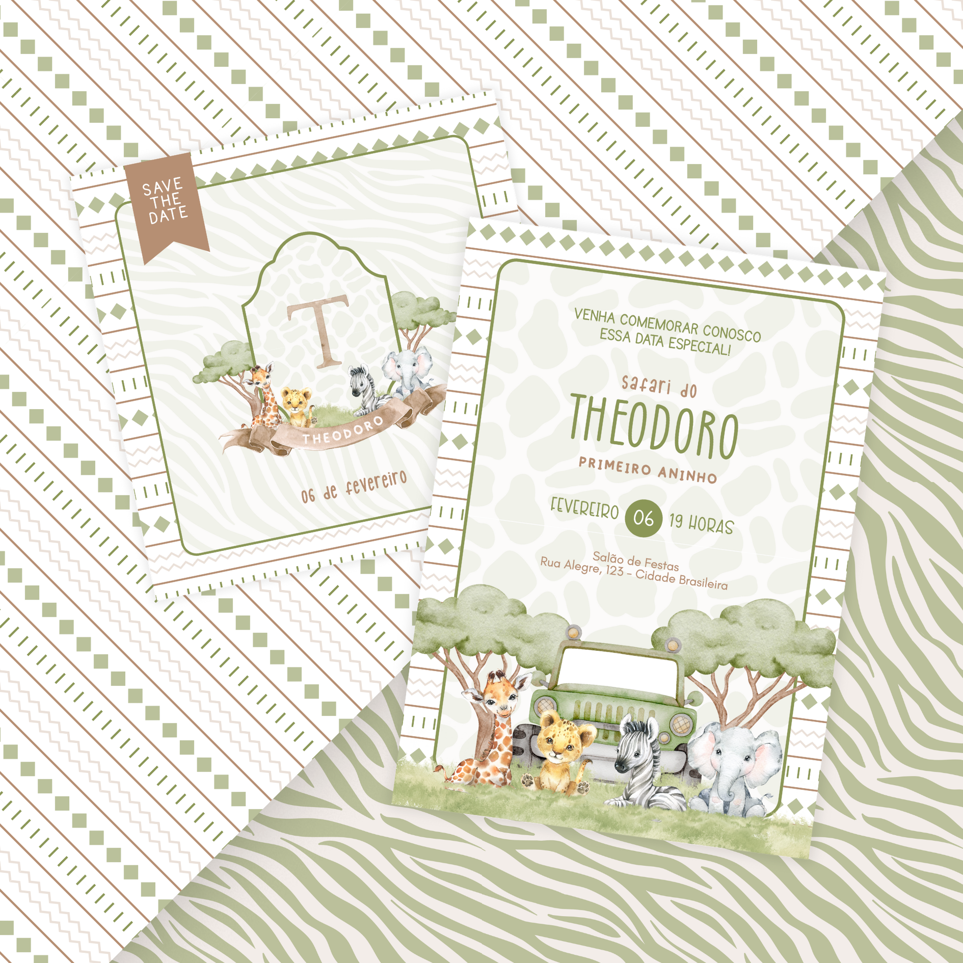 Combo: Save the Date + Convite Digital Estático Safari Menino 1