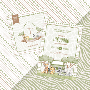 Combo: Save the Date + Convite Digital Estático Safari Menino