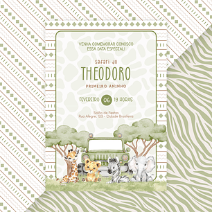 Convite Digital Estático Safari Menino