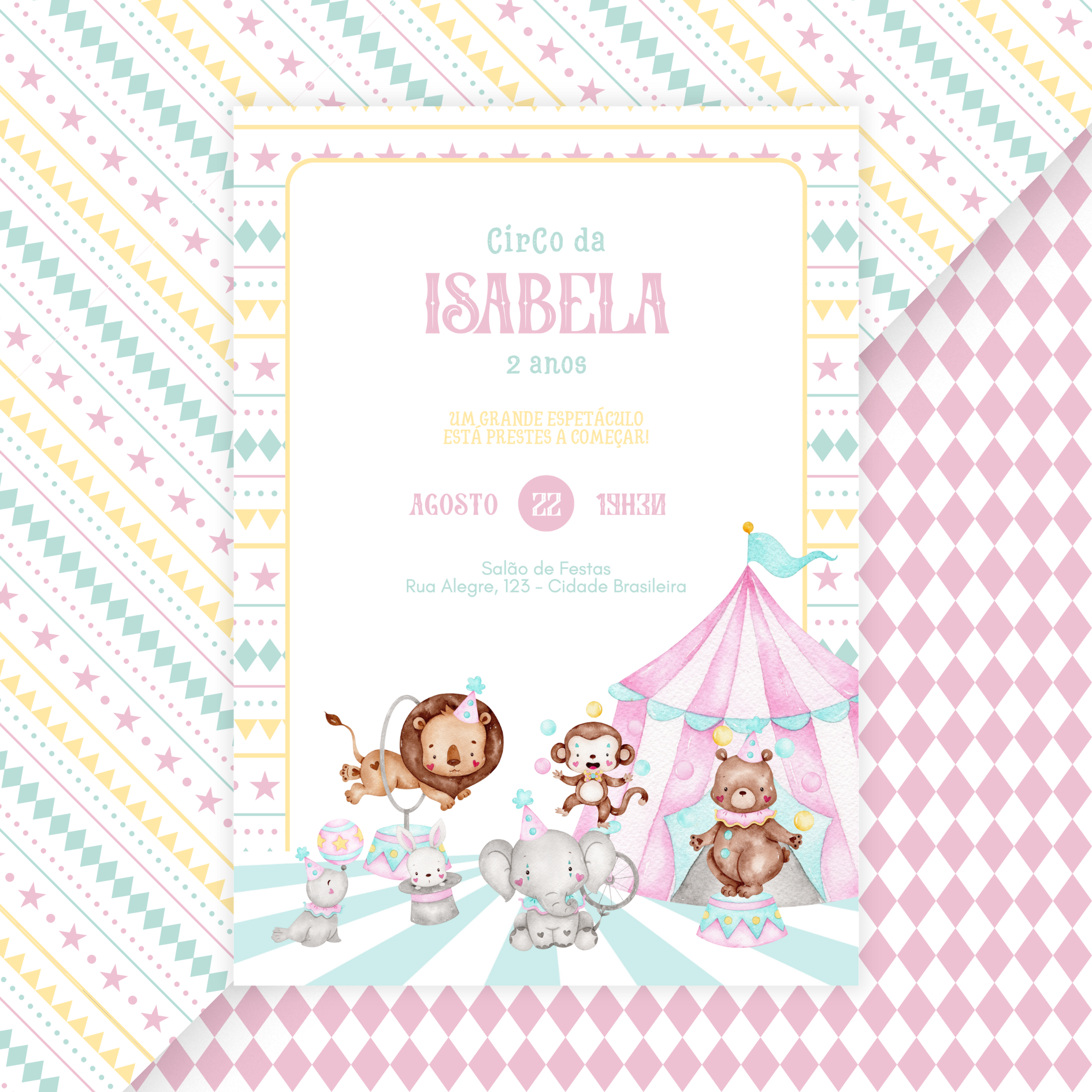 Convite Digital Estático Circo Menina 1