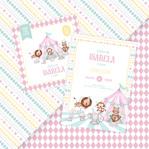 Combo: Save the Date + Convite Digital Estático Circo Menina