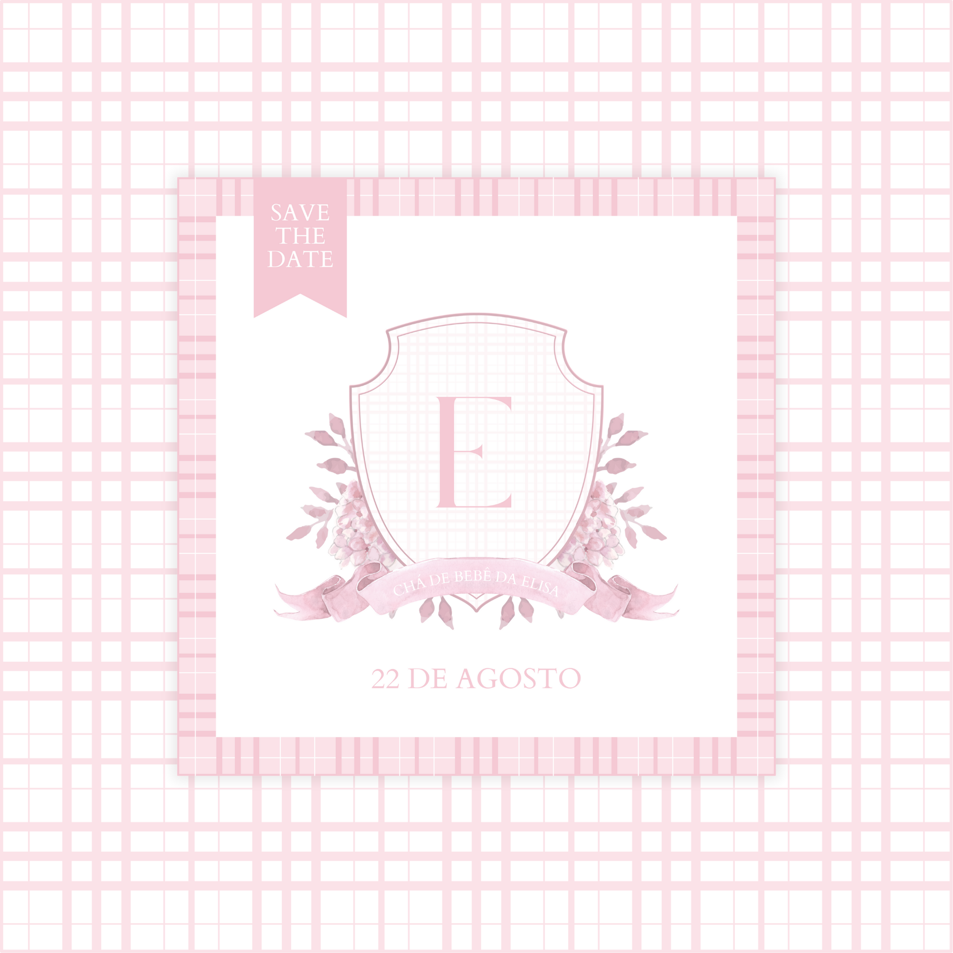 Save the Date Digital Estático Chá de Bebê Menina 1