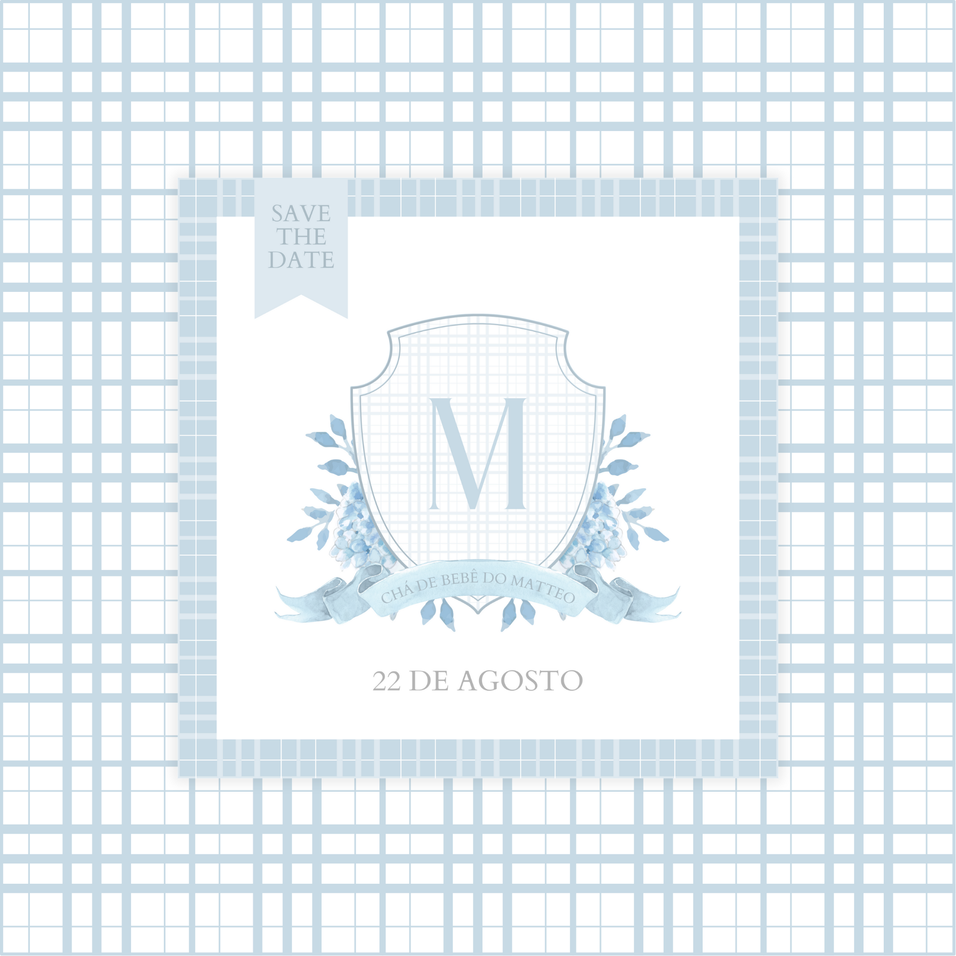 Save the Date Digital Estático Chá de Bebê Menino 1