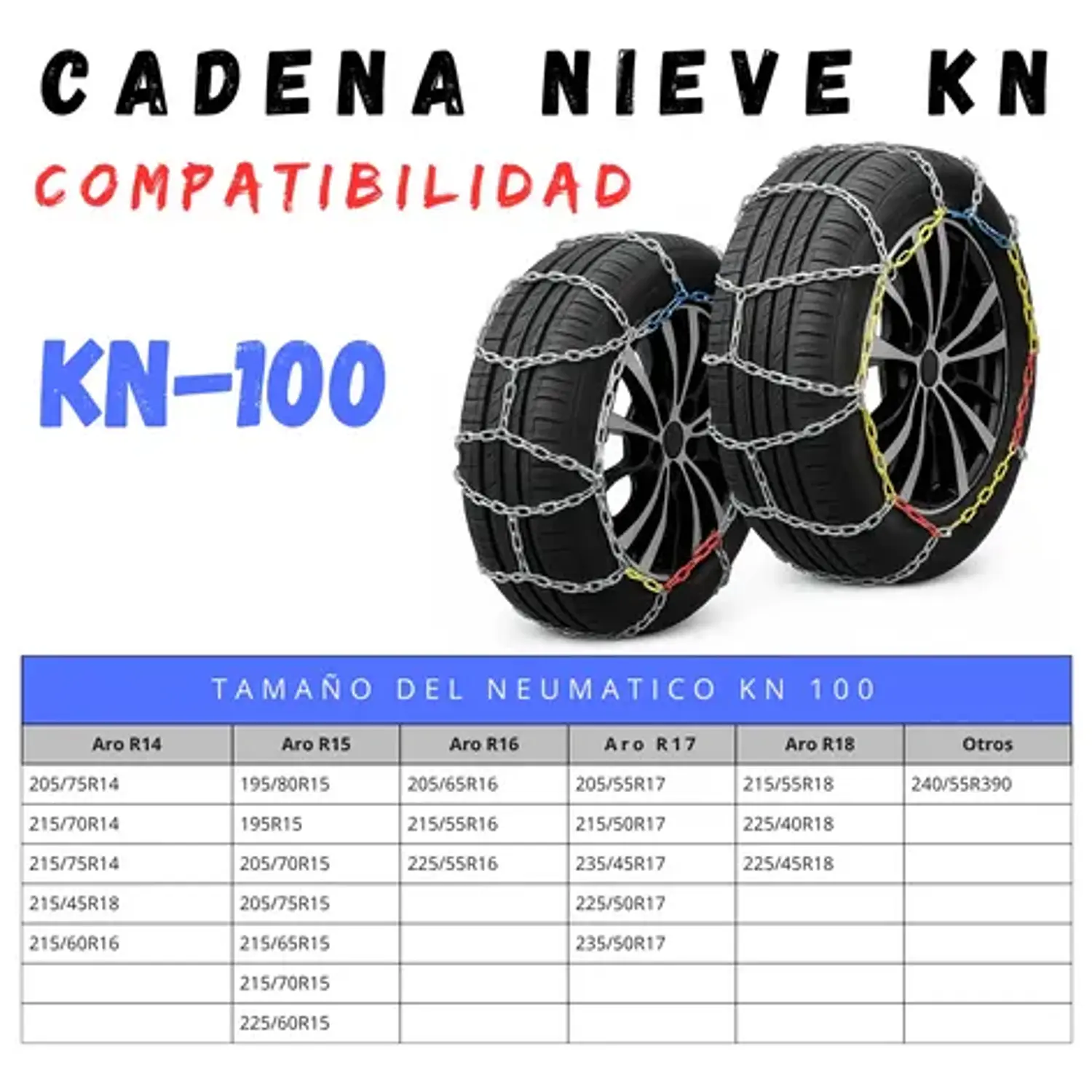 Set X2 Cadenas Autos Camionetas Kn Para Nieve Y Barro Rueda 8