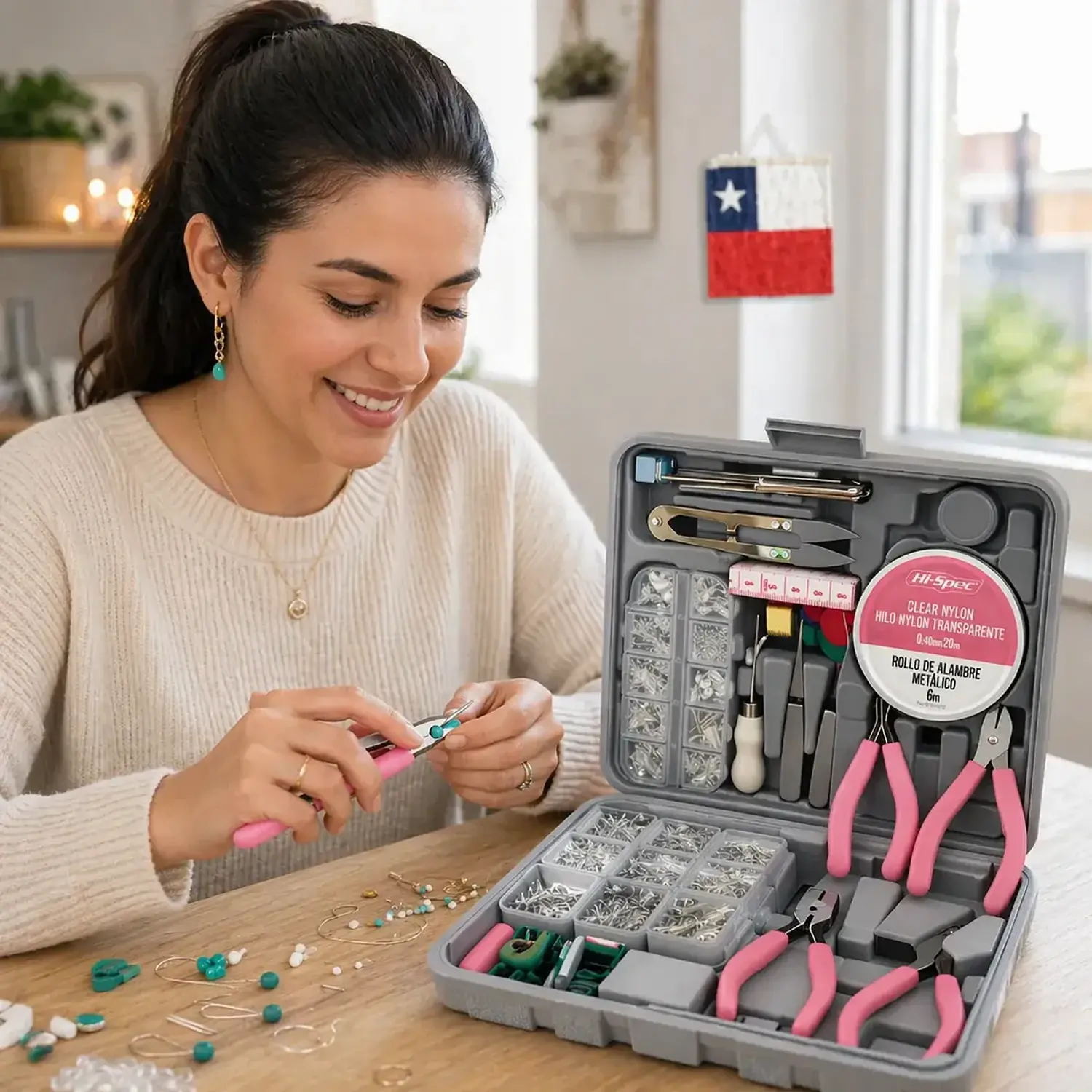 Kit de Herramientas para Fabricación de Joyería Hi-Spec 17 Piezas + 600 Accesorios para Bisutería 1