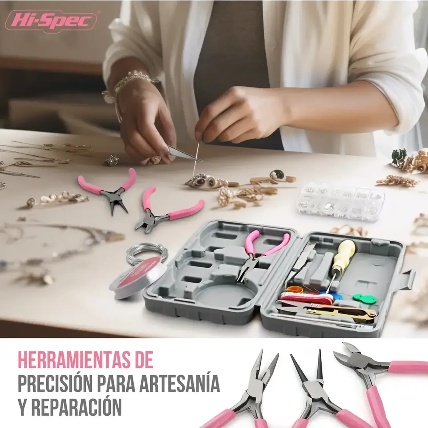 Kit de Herramientas para Fabricación de Joyería Hi-Spec 17 Piezas + 600 Accesorios para Bisutería 11