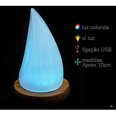 Candeiro Selenita Gota USB (Aprrox. 10 cms) (Luz em Cores)