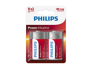 Pilhas Philips Power Alcalina D Bl2