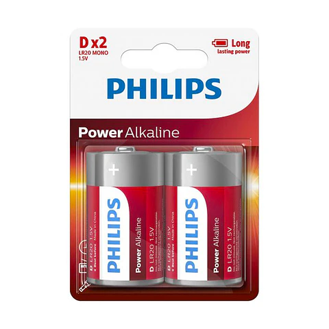 Pilhas Philips Power Alcalina D Bl2