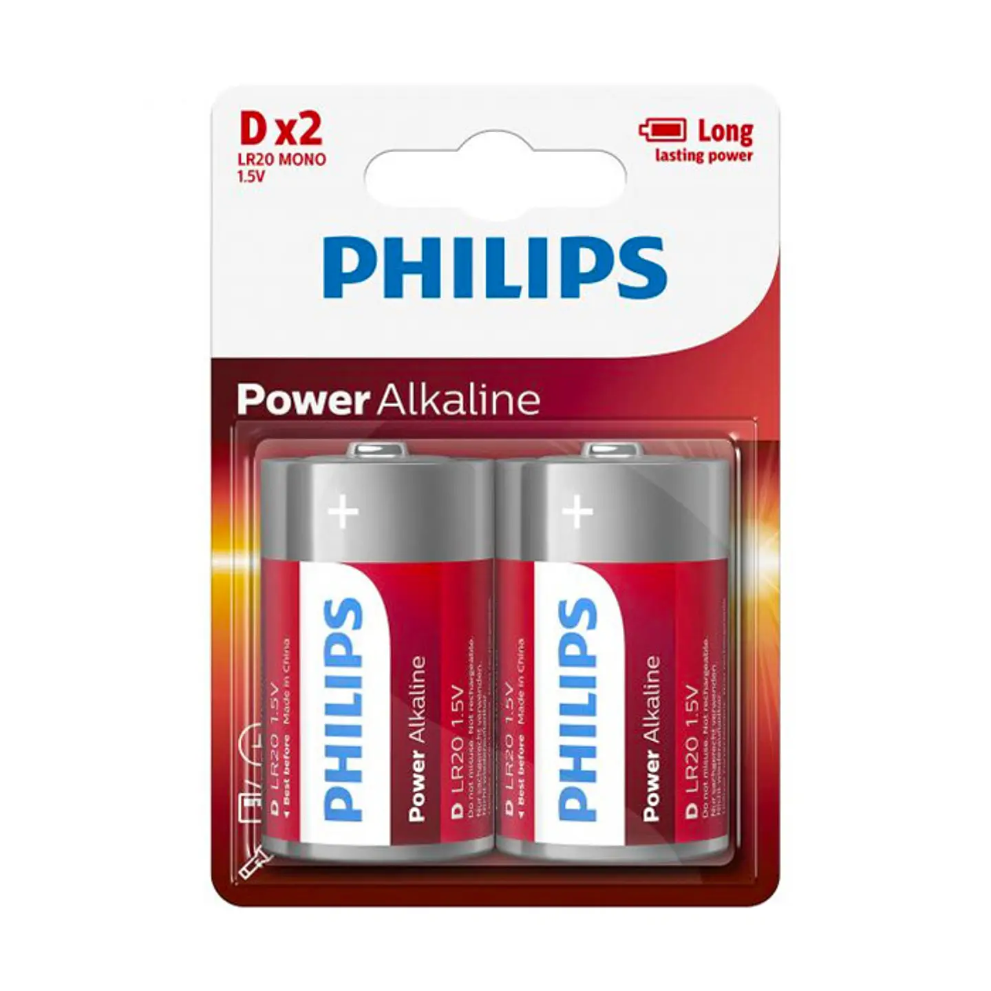 Pilhas Philips Power Alcalina D Bl2 1