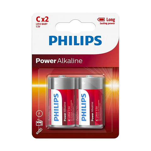 Pilhas Philips Power Alcalina C Bl2