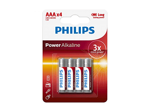 Pilhas Philips Power Alcalina AAA Bl4