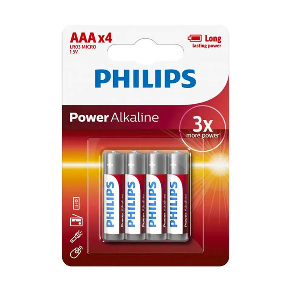 Pilhas Philips Power Alcalina AAA Bl4 1