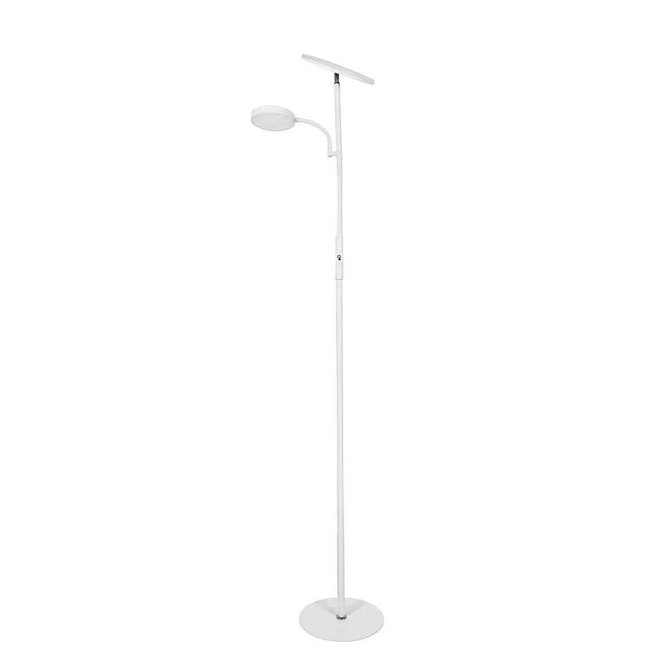 Candeeiro de pé LAGOS com braço de leitura 15+10W LED 4000K 1140+750lm Alt.174xD.24cm branco 1
