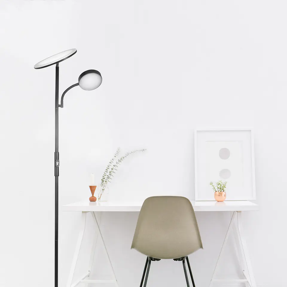 Candeeiro de pé LAGOS com braço de leitura 15+10W LED 4000K 1140+750lm Alt.174xD.24cm branco 3