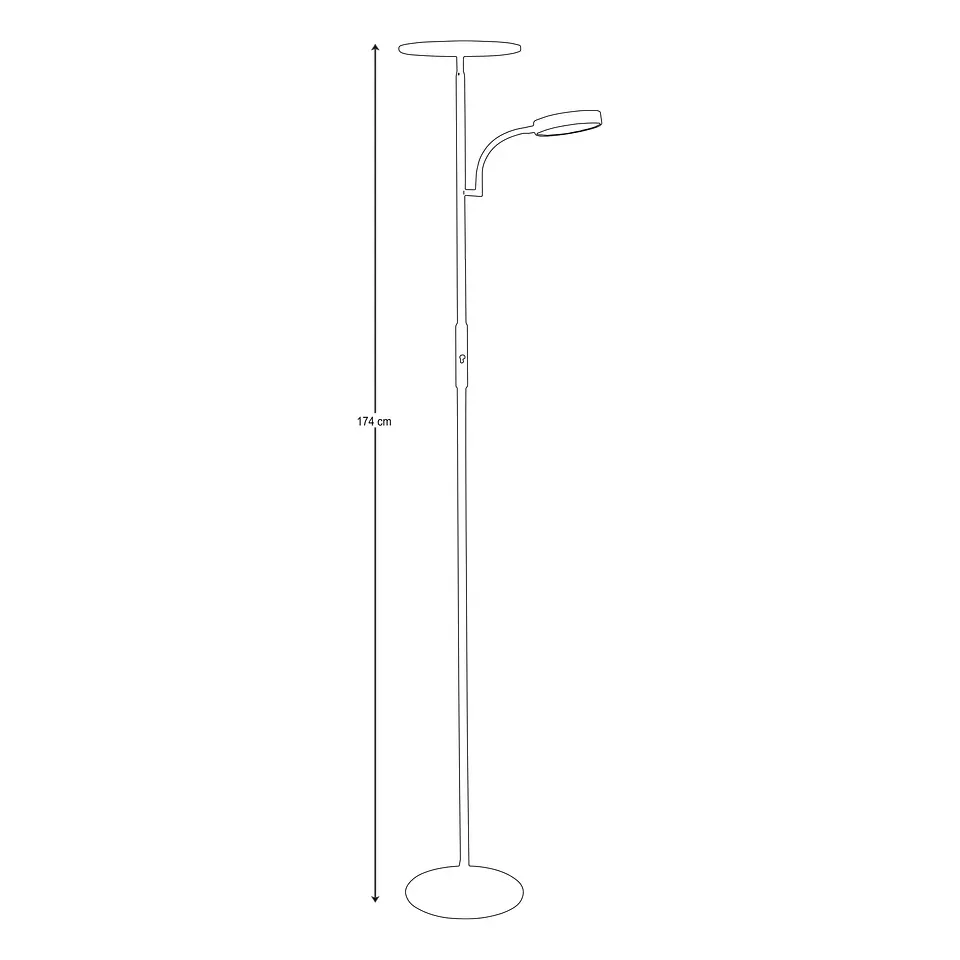 Candeeiro de pé LAGOS com braço de leitura 15+10W LED 4000K 1140+750lm Alt.174xD.24cm branco 4