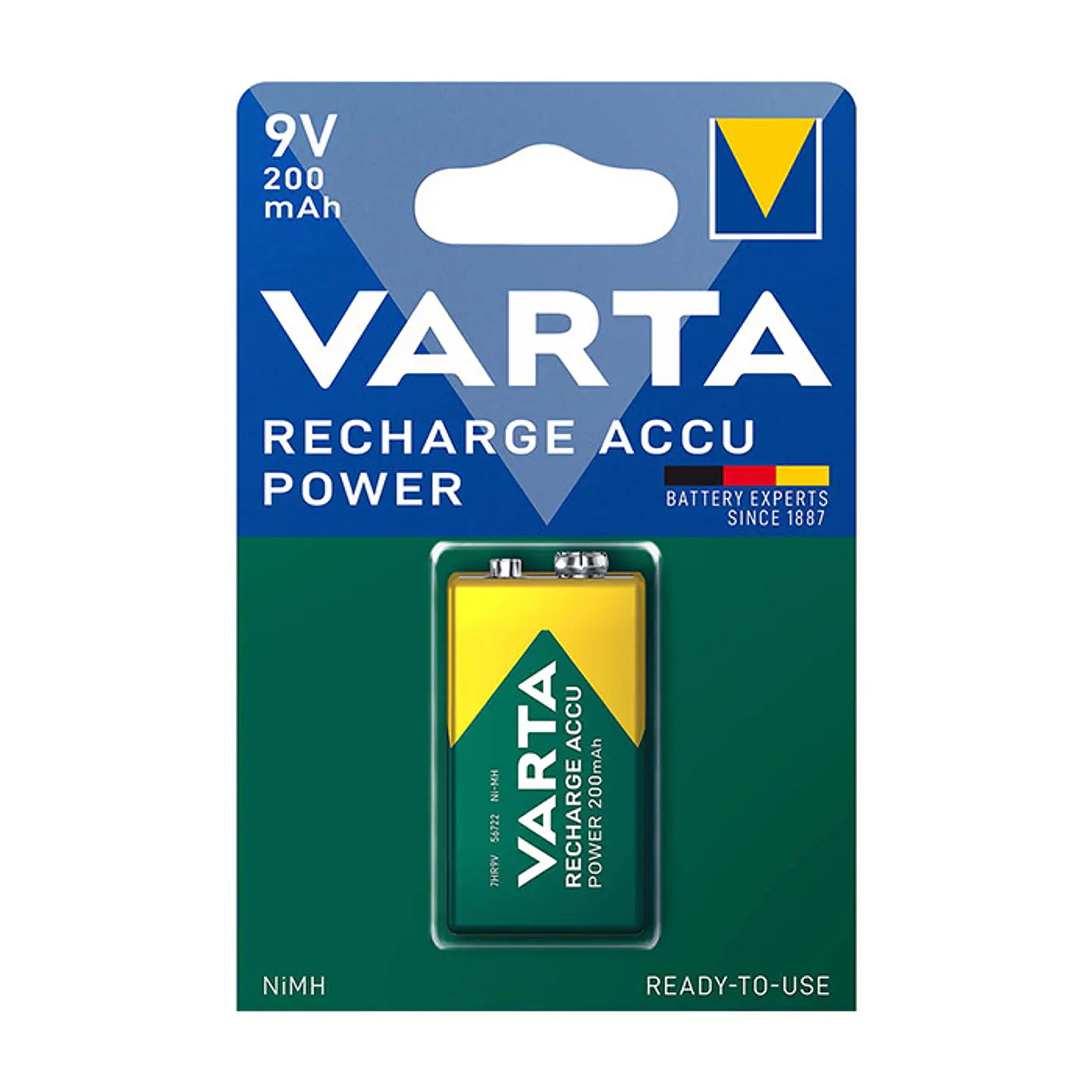 Pilhas Varta Recarregáveis 56722 9V 200MAH Bl1 1