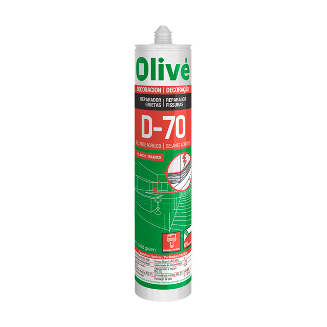 Selante acrílico Fendas e Fissuras Olive D70 Branca 300ML 1