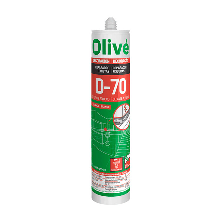 Selante acrílico Fendas e Fissuras Olive D70 Branca 300ML 1