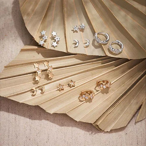 Conjunto de Brincos Seren Alora banho de OURO 18 quilates