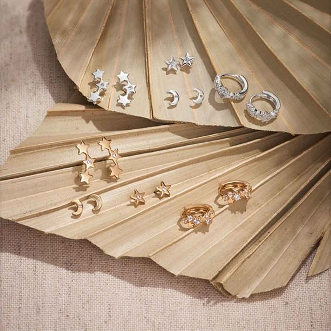 Conjunto de Brincos Seren Alora banho de OURO 18 quilates 2