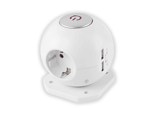 Extensão Entac Bola 3 Tomadas + 2 USB 1,5MT 3x1,5MM com Interruptor