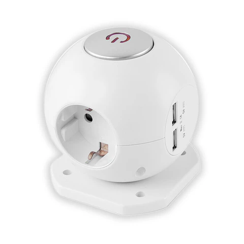 Extensão Entac Bola 3 Tomadas + 2 USB 1,5MT 3x1,5MM com Interruptor
