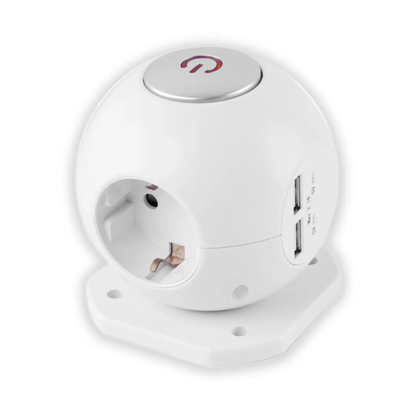 Extensão Entac Bola 3 Tomadas + 2 USB 1,5MT 3x1,5MM com Interruptor 1