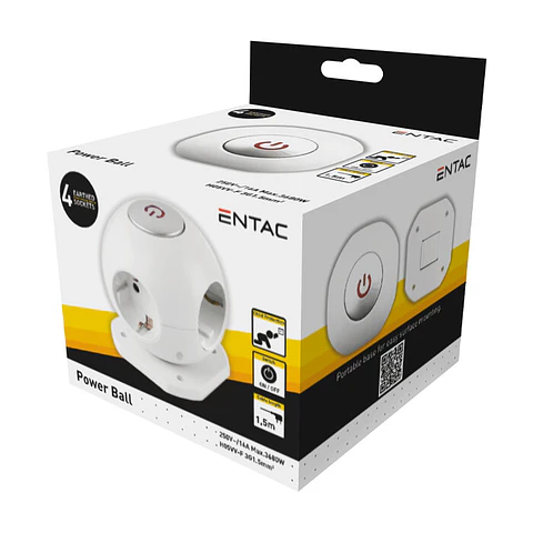 Extensão Entac Bola 4 Tomadas 1,5MT 3x1,5MM com Interruptor